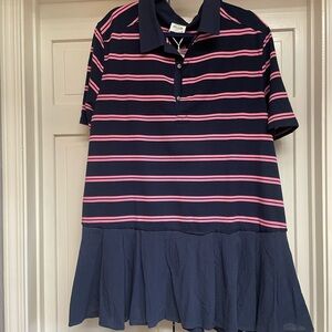BNWT Navy Polo Dress with Pink Stripes . Size Large